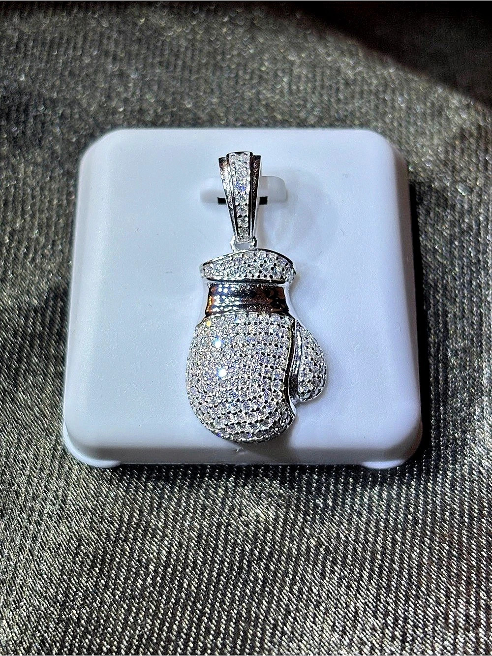 .925 Sterling Silver 1ct. VVS Moissanite Pave’ Boxing Glove